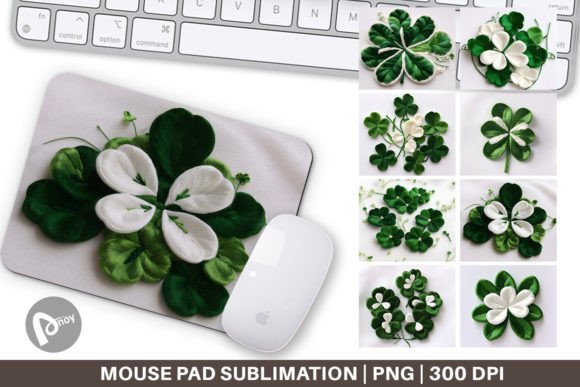 Mouse Pad 3D Shamrocks Embroidery