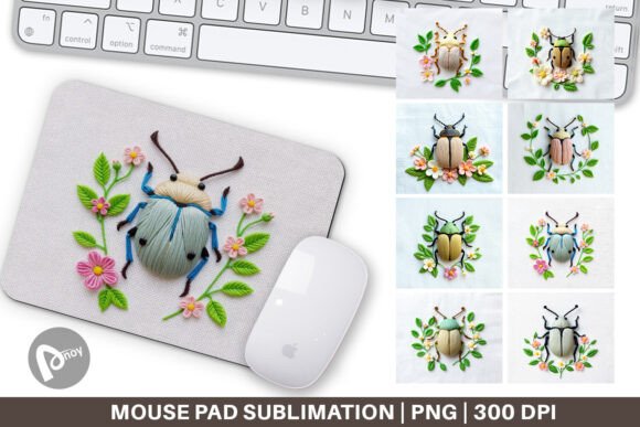 Mouse Pad Beetle Embroidery