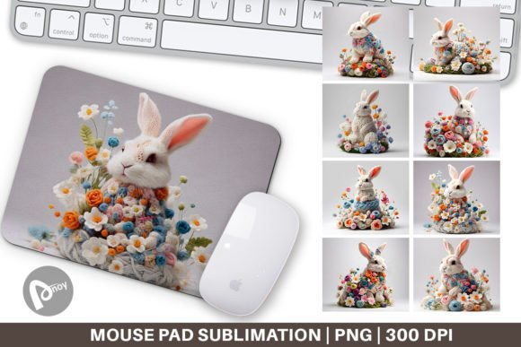 Mouse Pad Bunny Easter Embroidery