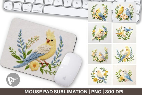 Mouse Pad Canary Embroidery