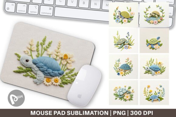 Mouse Pad Turtle Embroidery