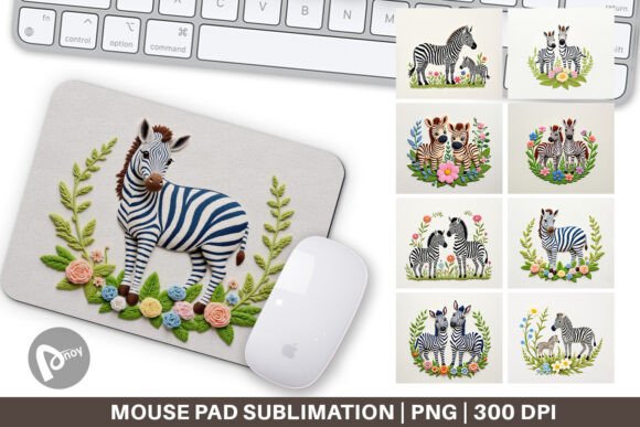 Mouse Pad Zebra Embroidery